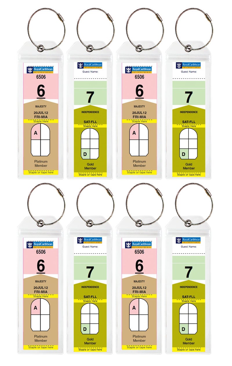 Millennial Essentials Cruise Tags - Narrow Cruise Ship Luggage Etag Holder with Zip Seal & Steel Loops for Royal Caribbean and Celebrity Cruises (8 Pack) - Image 5